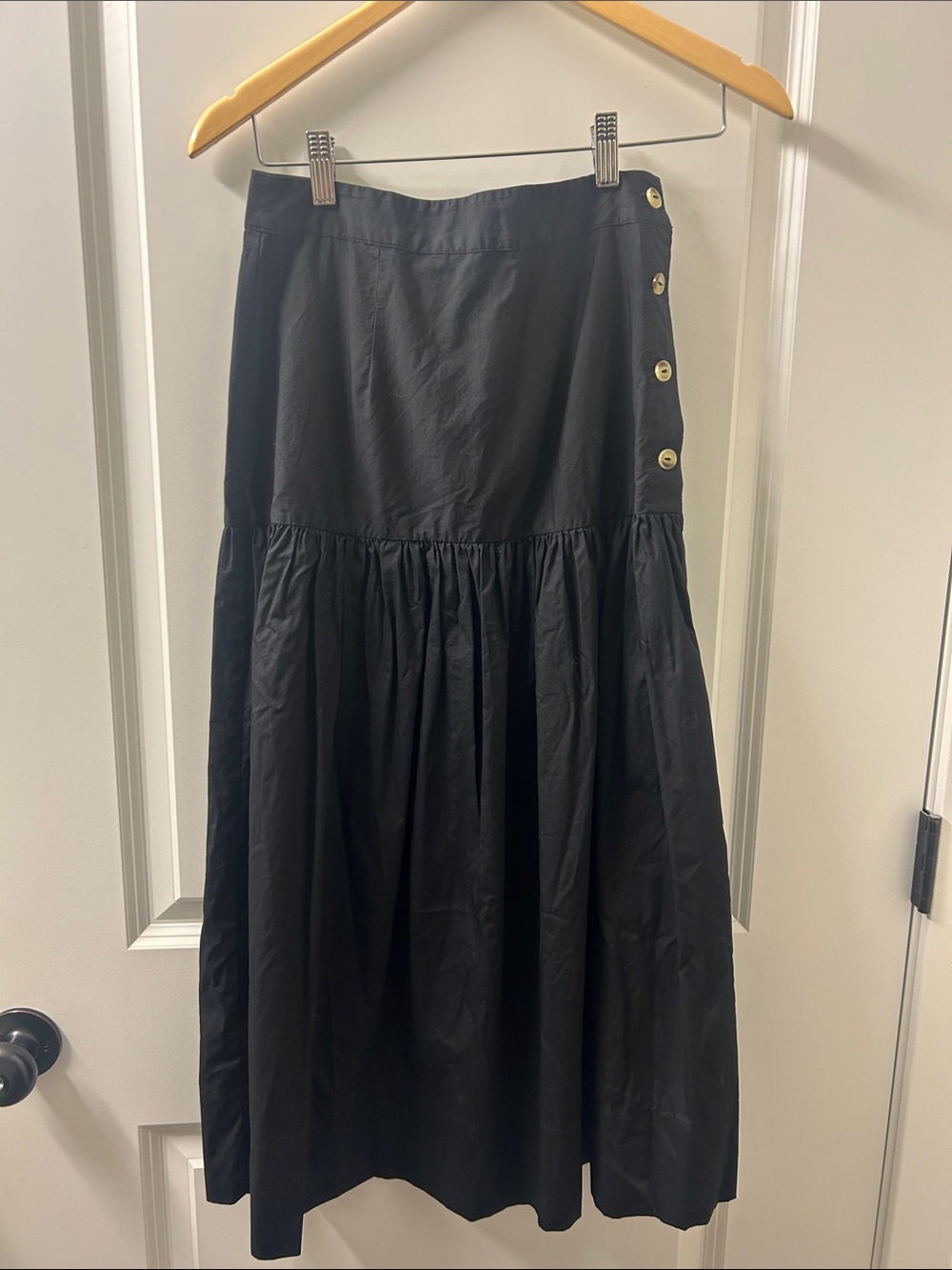H&M Black Maxi Skirt with Side Button Accents